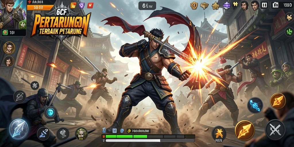 Tangkapan layar gameplay <strong>6CF</strong> menampilkan pertarungan mendebarkan antara dua karakter.