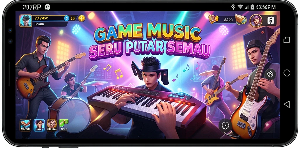 Screenshot gameplay 77RP yang menunjukkan keseruan memainkan musik.