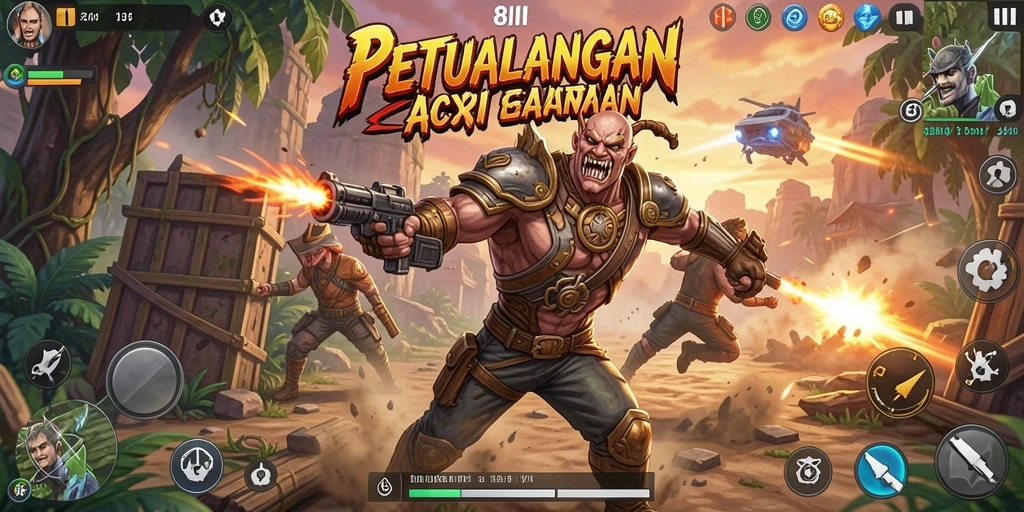 Tangkapan layar dari gameplay aksi yang mendebarkan di 8II.