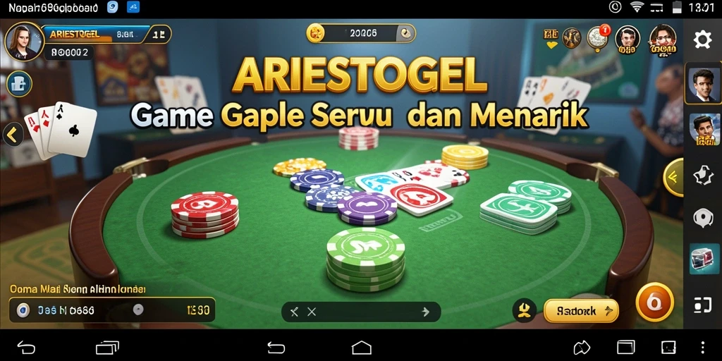 Tampilan dari gameplay ARIESTOGEL dengan elemen Gaple yang menarik.