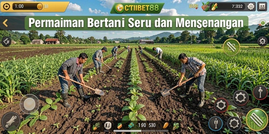 Screenshot utama CITIBET88 menampilkan aktivitas bertani yang menyenangkan.