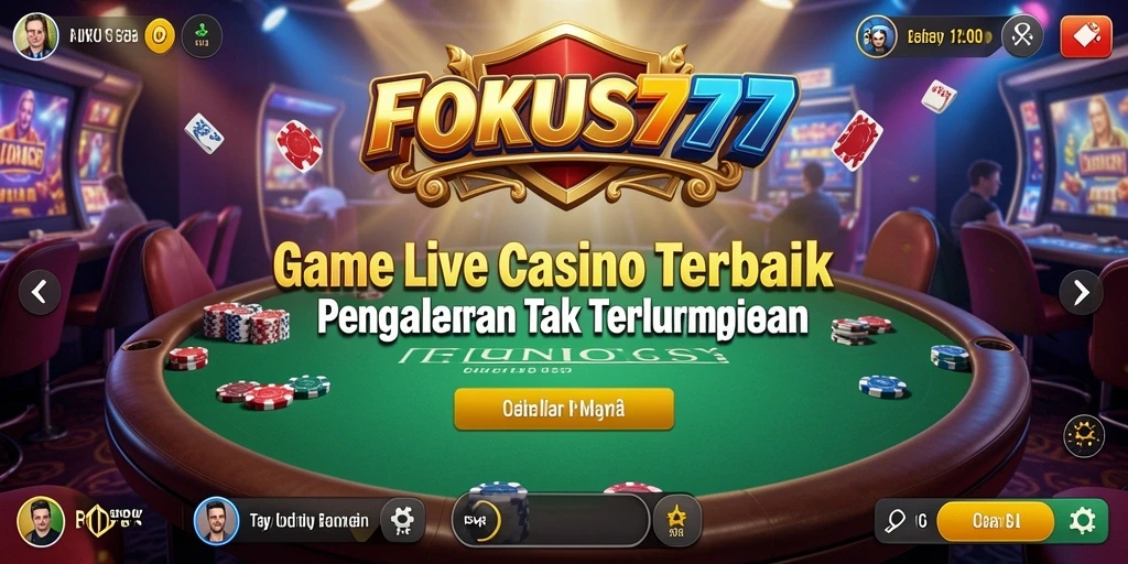 Screenshot FOKUS777 menampilkan dealer profesional dan interaksi langsung.
