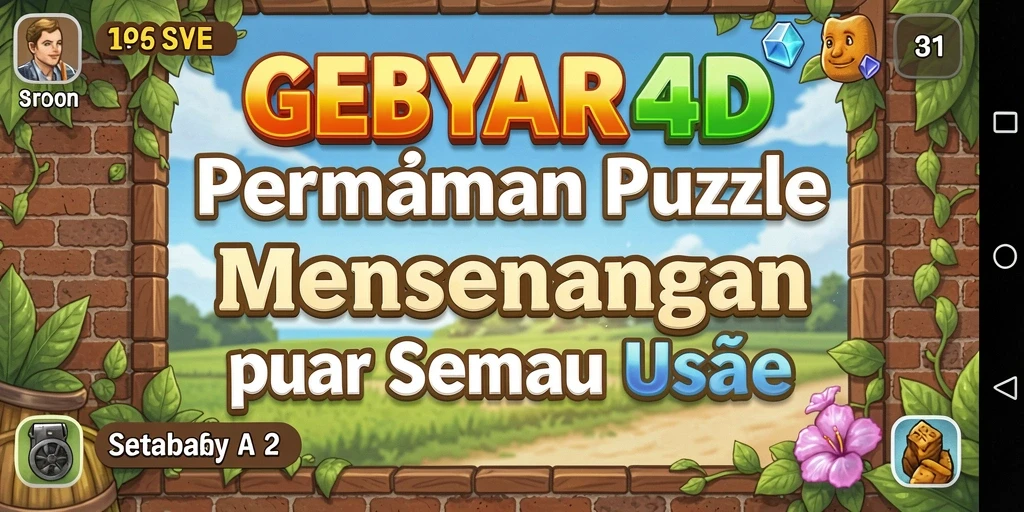 Tampilan gameplay GEBYAR4D dengan berbagai teka-teki menarik.