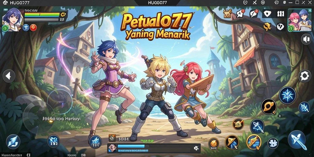 Tangkapan layar HUGO77 menampilkan aksi karakter anime yang menarik.