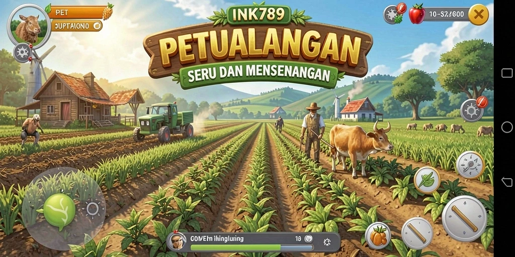 Tangkapan layar INK789 menunjukkan pengalaman pertanian yang menyenangkan.