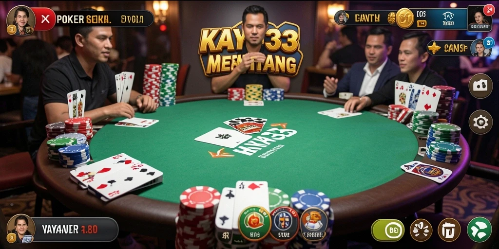 Tampilan gameplay yang mendebarkan saat bermain Poker di KAYA33.