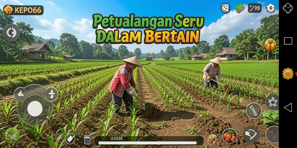Tampilan gameplay KEPO66 dengan aktivitas bertani yang menyenangkan.