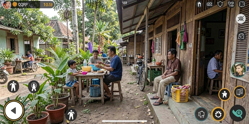 Tampilan gameplay menarik dari simulasi kehidupan di QQRP.