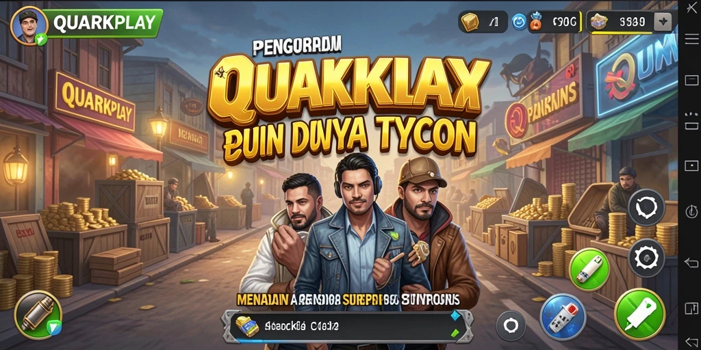 Tampilan gameplay menarik di QUARKPLAY dengan elemen manajemen bisnis.