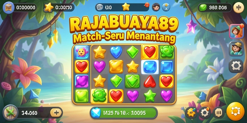 Tampilan menarik gameplay RAJABUAYA89 dalam aksi Match-3.