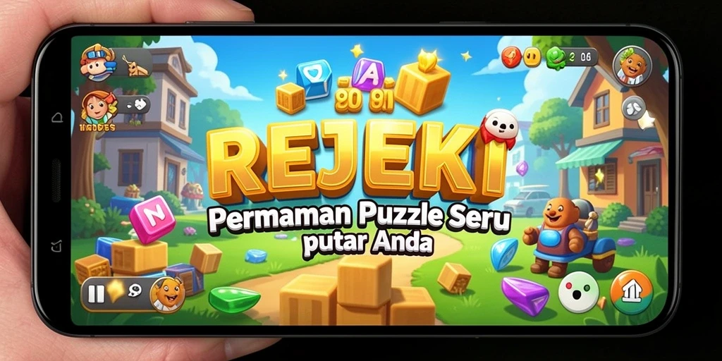 Tampilan gameplay puzzle REJEKI yang menantang dan mengasyikkan.