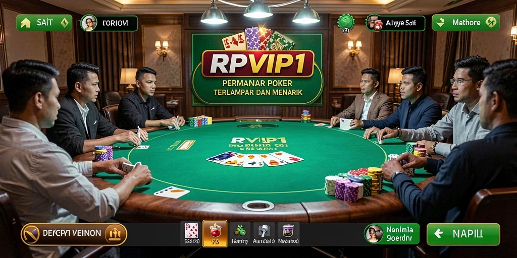 Screenshot RPVIP1 menunjukkan aksi seru dalam permainan poker.