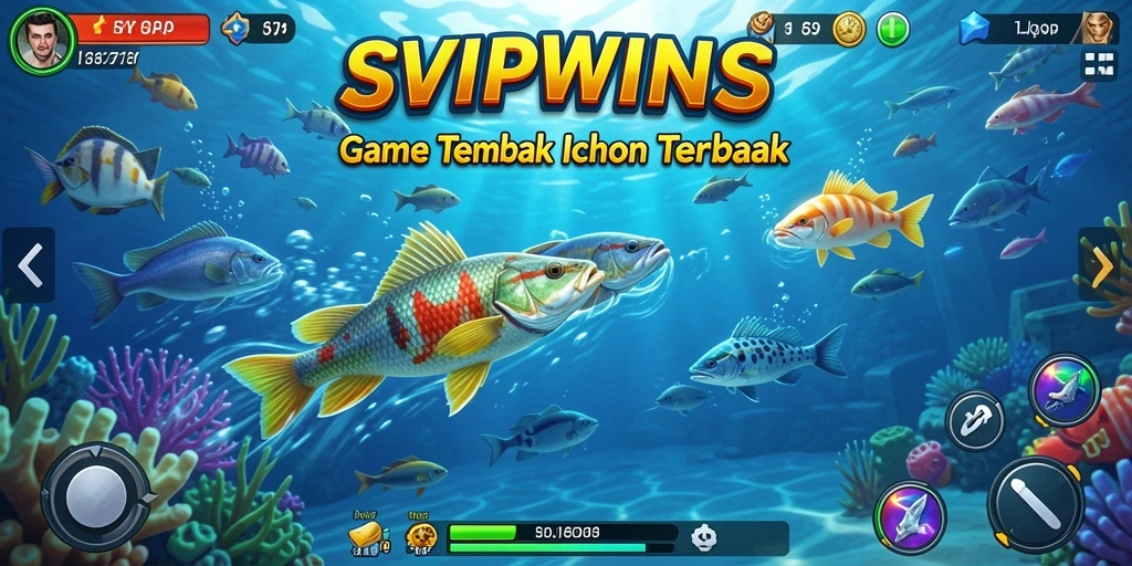 Gameplay SVIPWINS yang seru dengan mengincar ikan beragam.