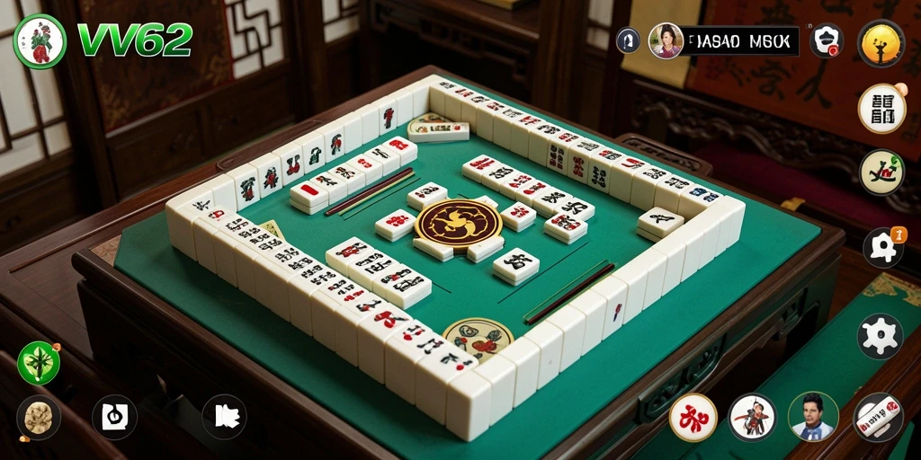 Screenshot permainan Mahjong VV62 yang menampilkan gameplay seru.