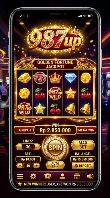 Tampilan utama aplikasi 987up yang intuitif dan menarik.